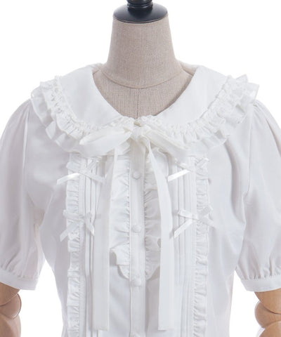 Ribbon Frill Short Sleeve Blouse