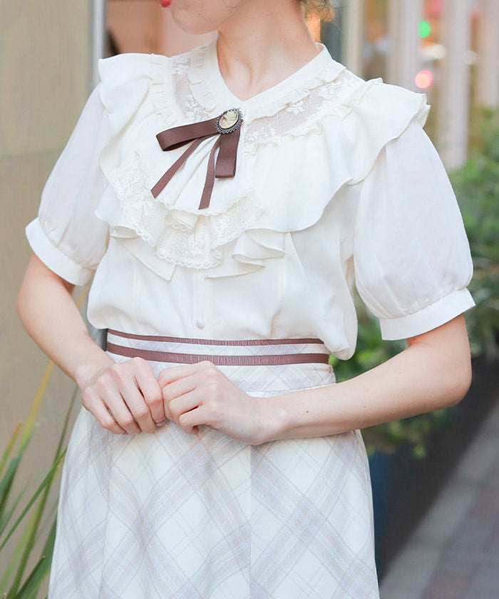 Lace & Frill Blouse with Jabot