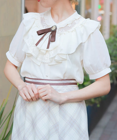 Lace & Frill Blouse with Jabot