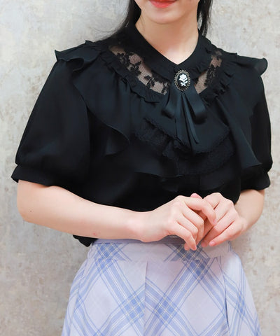Lace & Frill Blouse with Jabot