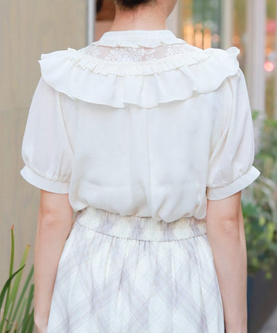 Lace & Frill Blouse with Jabot