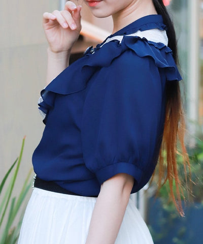 Lace & Frill Blouse with Jabot