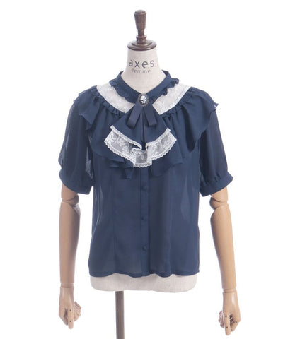Lace & Frill Blouse with Jabot