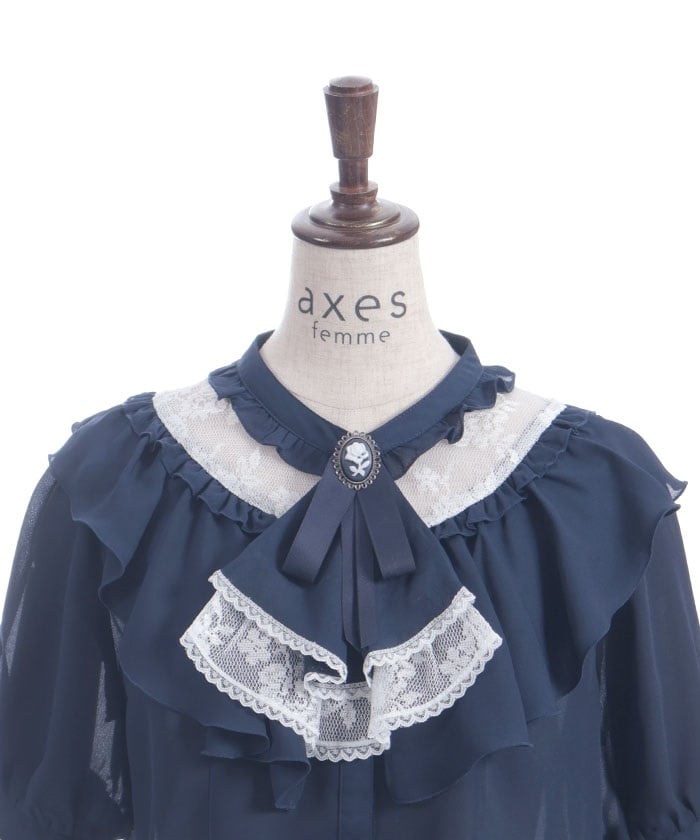 Lace & Frill Blouse with Jabot