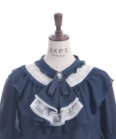 Lace & Frill Blouse with Jabot