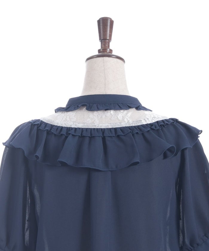 Lace & Frill Blouse with Jabot