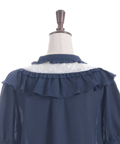 Lace & Frill Blouse with Jabot