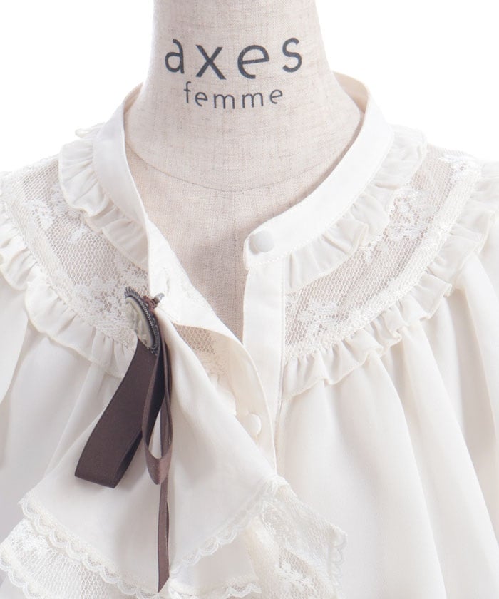Lace & Frill Blouse with Jabot