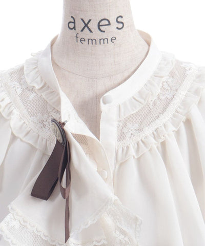 Lace & Frill Blouse with Jabot