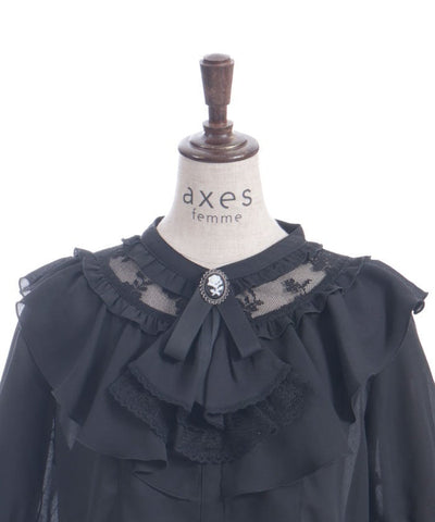 Lace & Frill Blouse with Jabot