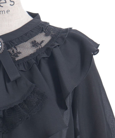 Lace & Frill Blouse with Jabot
