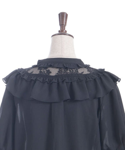 Lace & Frill Blouse with Jabot