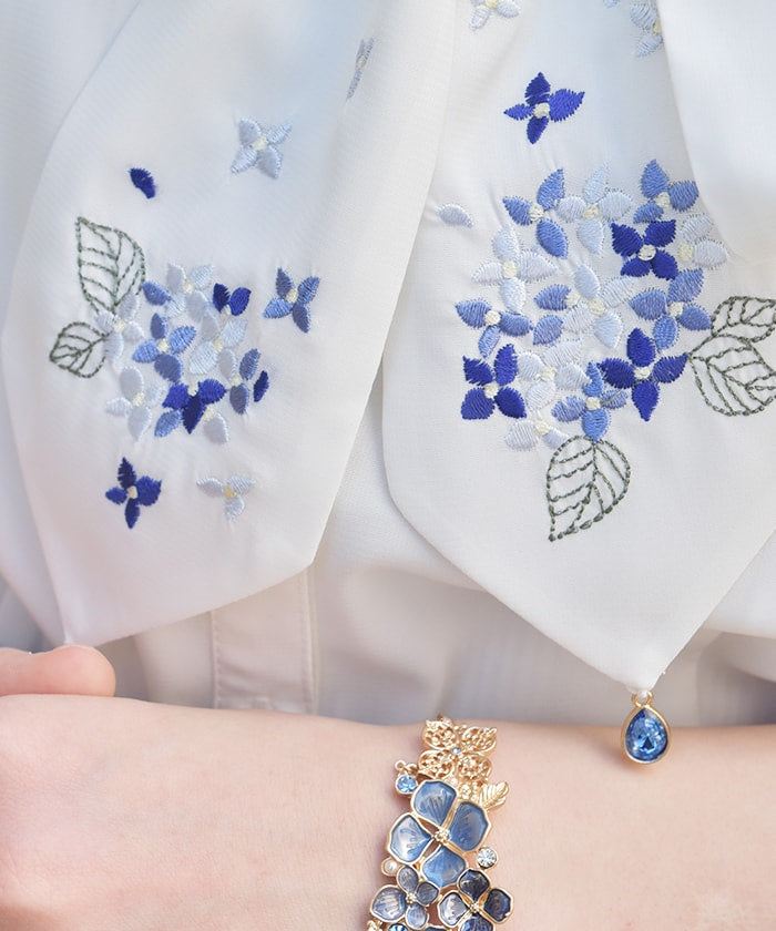 Hydrangea Embroidery Ribbon Blouse