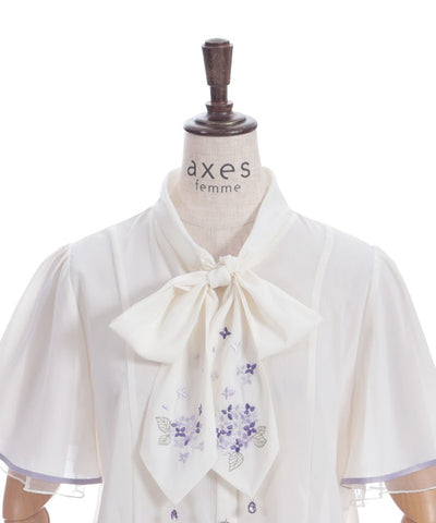 Hydrangea Embroidery Ribbon Blouse