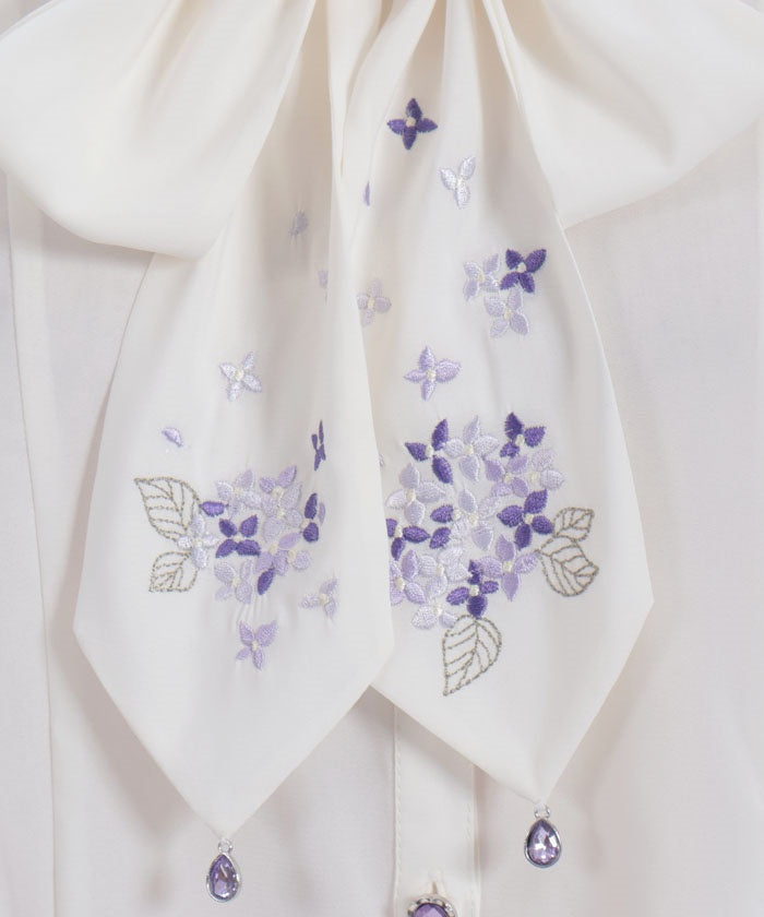 Hydrangea Embroidery Ribbon Blouse