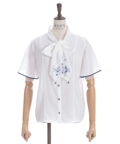 Hydrangea Embroidery Ribbon Blouse