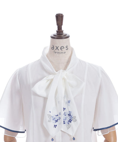 Hydrangea Embroidery Ribbon Blouse