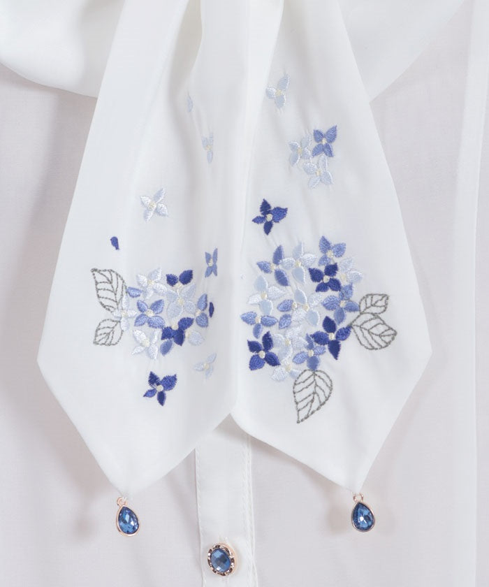 Hydrangea Embroidery Ribbon Blouse