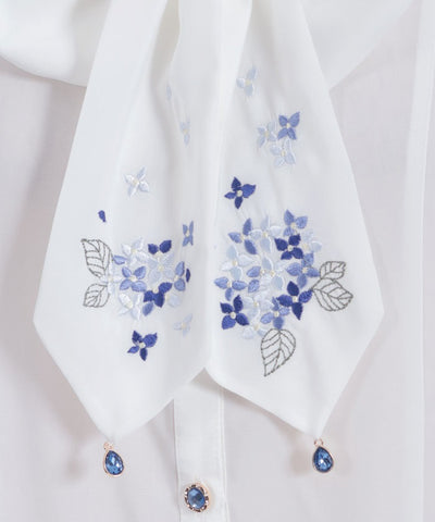 Hydrangea Embroidery Ribbon Blouse