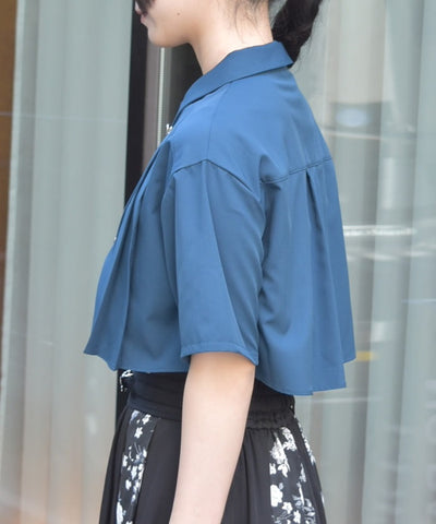 Pleated Flap Design Blouse with Chain