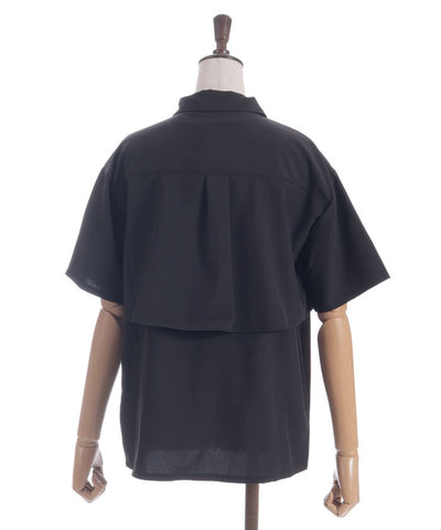 Pleated Flap Design Blouse with Chain