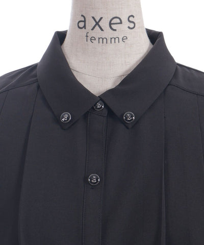 Pleated Flap Design Blouse with Chain