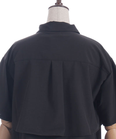 Pleated Flap Design Blouse with Chain