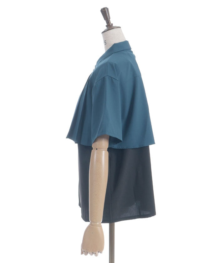 Pleated Flap Design Blouse with Chain