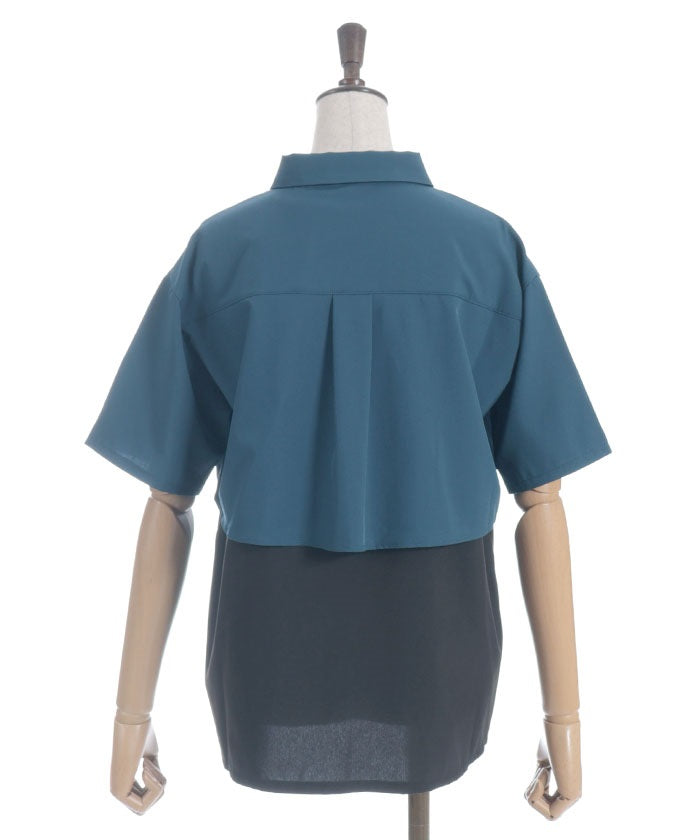 Pleated Flap Design Blouse with Chain