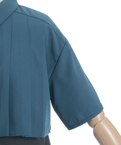 Pleated Flap Design Blouse with Chain