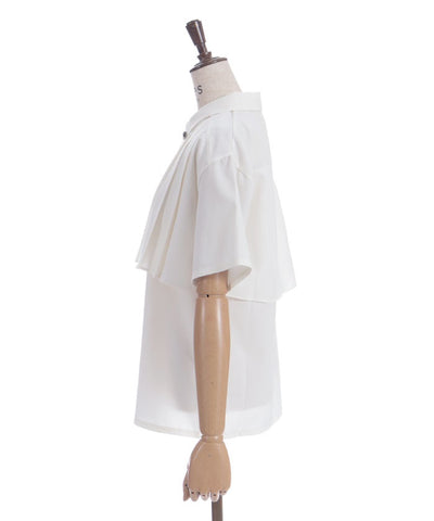 Pleated Flap Design Blouse with Chain