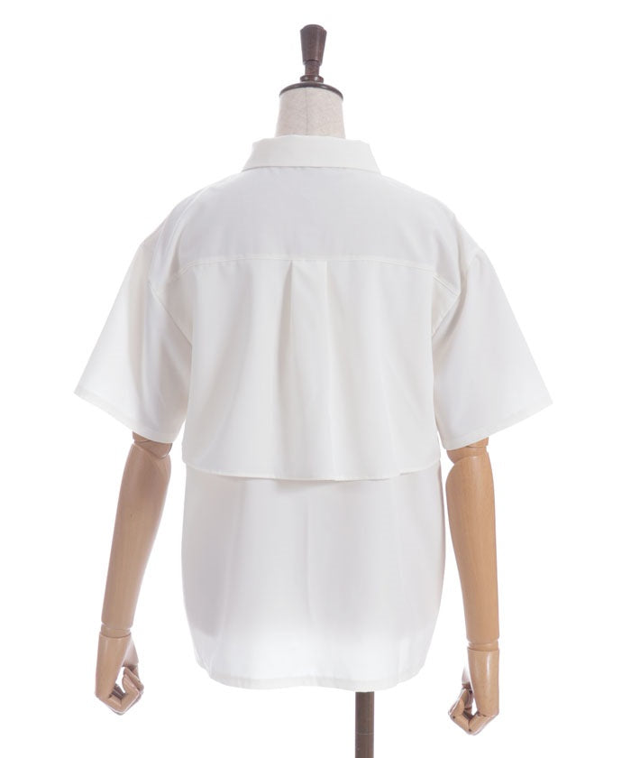 Pleated Flap Design Blouse with Chain