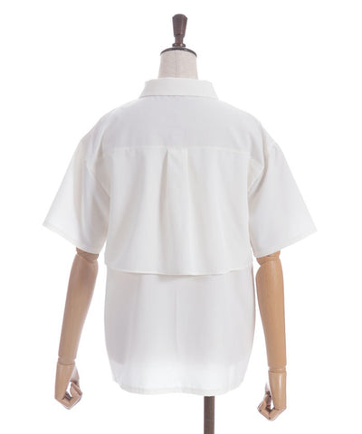 Pleated Flap Design Blouse with Chain