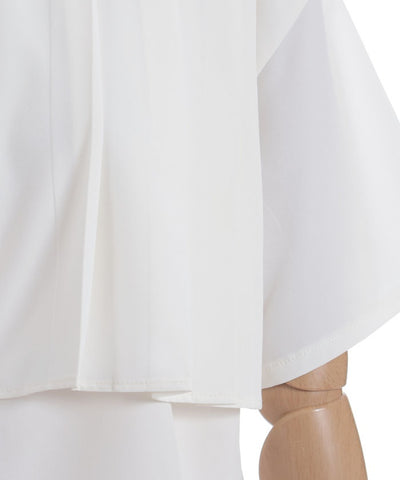 Pleated Flap Design Blouse with Chain