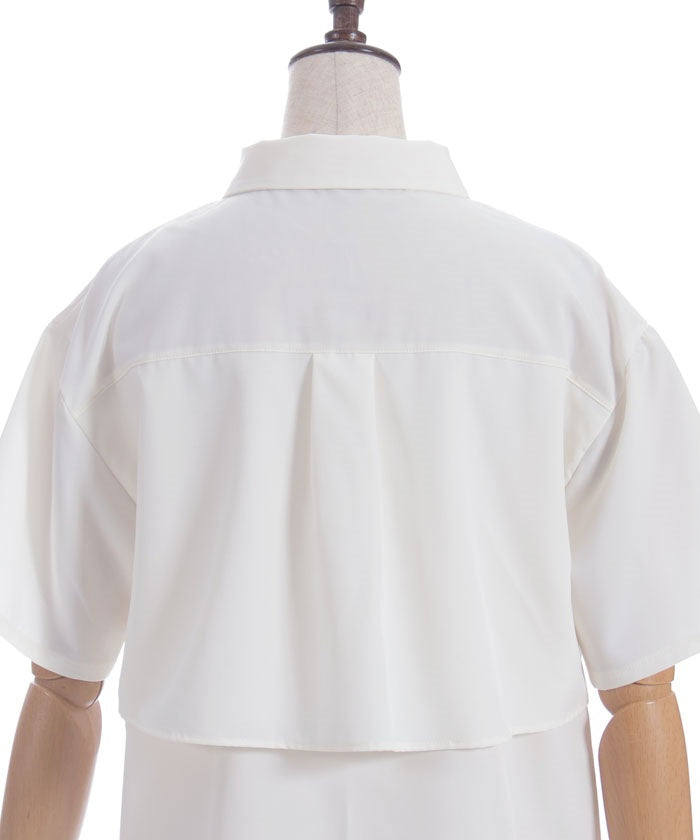 Pleated Flap Design Blouse with Chain