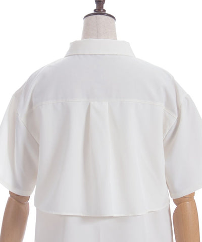 Pleated Flap Design Blouse with Chain