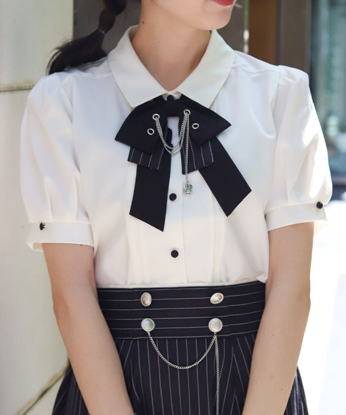 Eyelet & Chain Ribbon Blouse
