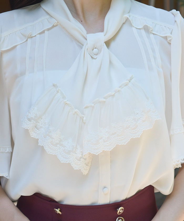 【未使用】THE TOE Romer Ribbon Blouse Lace Design Ribbon Blouse (Time-limited Price) – axes femme from JAPAN