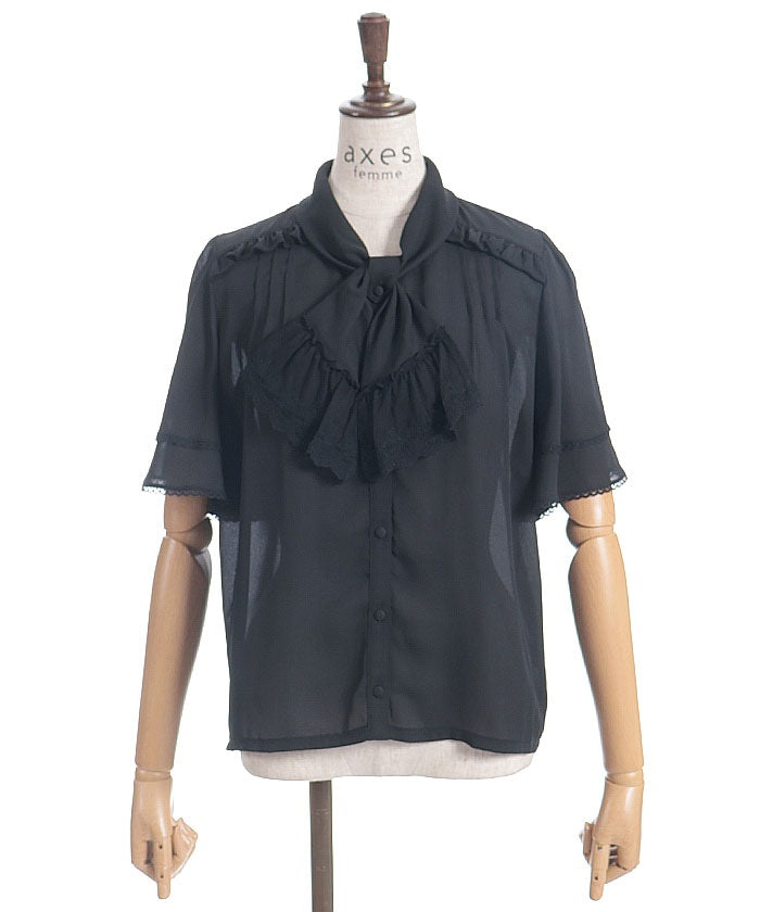 Lace Design Ribbon Blouse (Time-limited Price) – axes femme from JAPAN