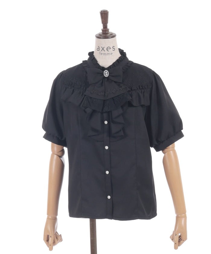 Ribbon & Jabot Brooch Blouse – axes femme from JAPAN