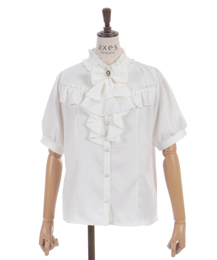 Ribbon & Jabot Brooch Blouse – axes femme from JAPAN