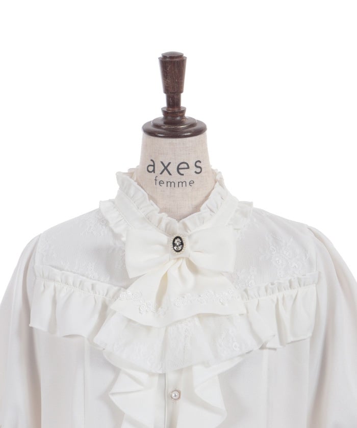 Ribbon & Jabot Brooch Blouse – axes femme from JAPAN