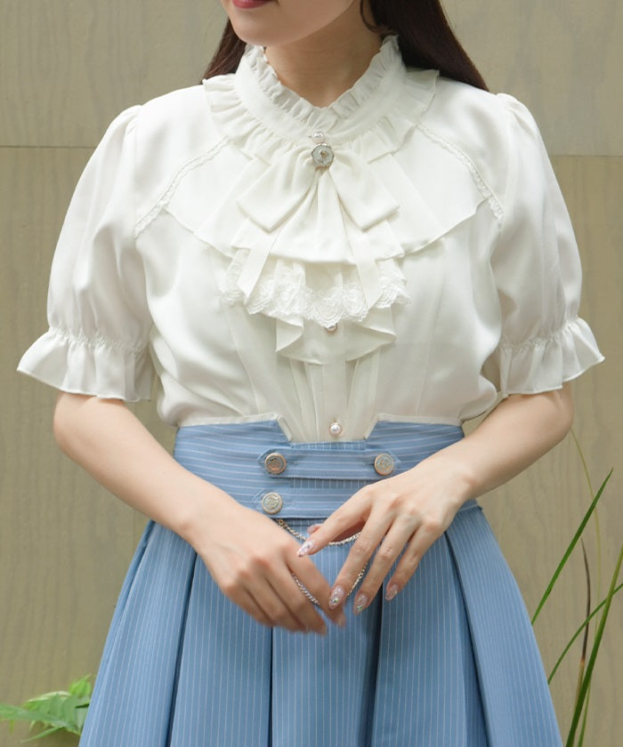 Ribbon Jabot Blouse – axes femme from JAPAN