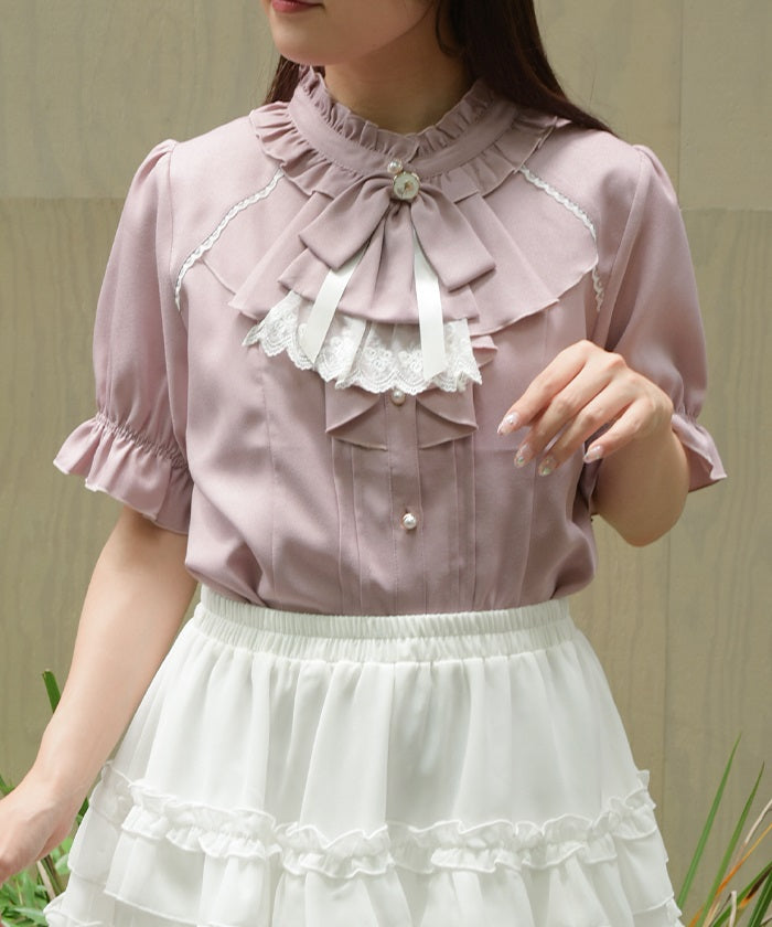 Ribbon Jabot Blouse – axes femme from JAPAN