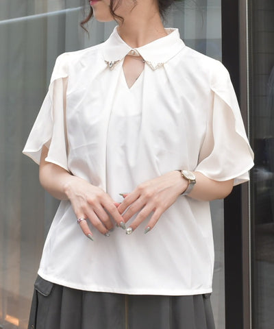 Flare Sleeve Cutwork Blouse