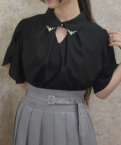 Flare Sleeve Cutwork Blouse