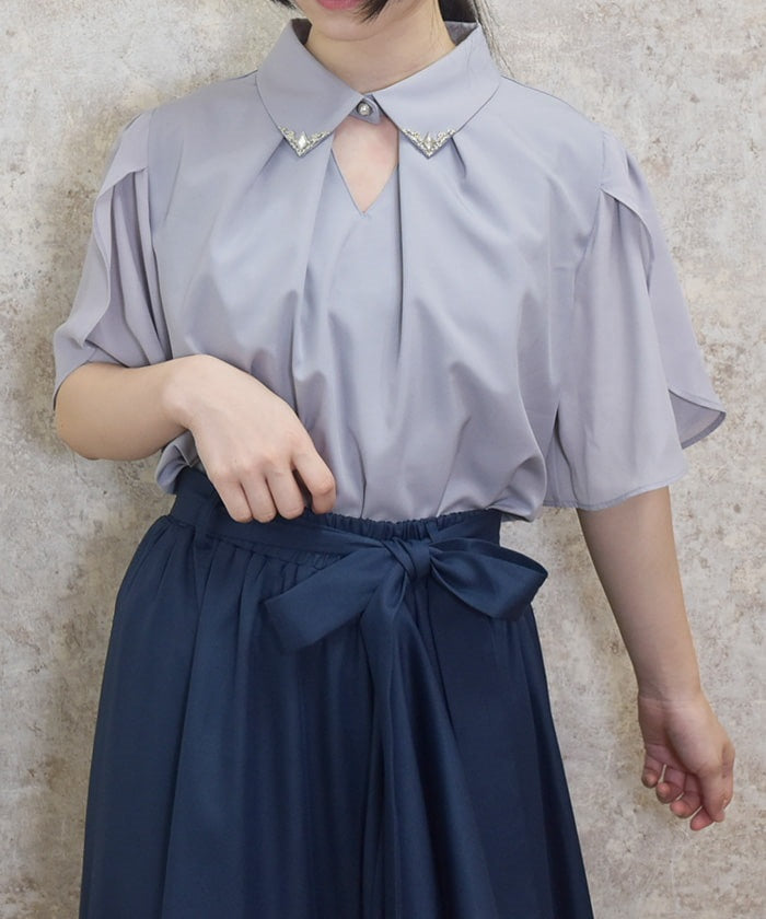 Flare Sleeve Cutwork Blouse