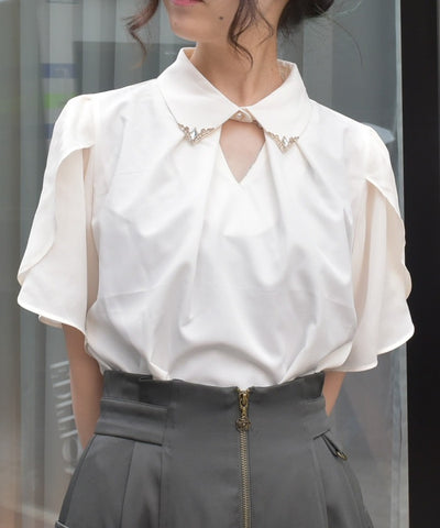 Flare Sleeve Cutwork Blouse