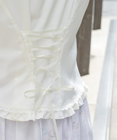 Pearl Rose Embroidery Sleeveless Blouse