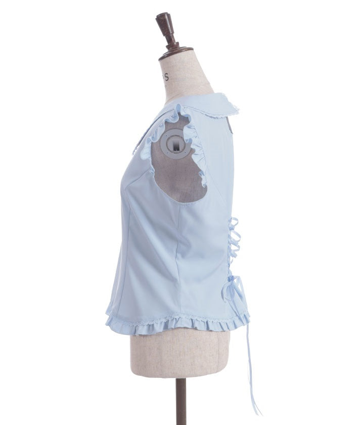 Pearl Rose Embroidery Sleeveless Blouse